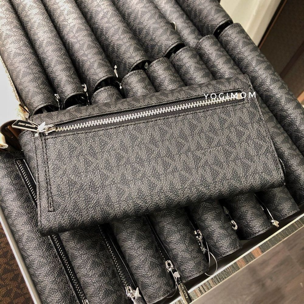 BUNDLE Michael Kors Jet set Travel Large MESSENGER Crossbody Purse Wallet Black - Picture 11 of 12